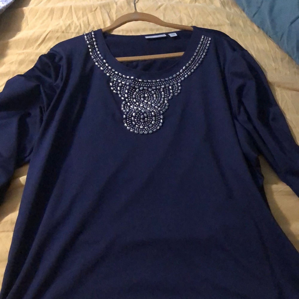 Beaded Susan Graver 3/4 sleeved rushed plus size